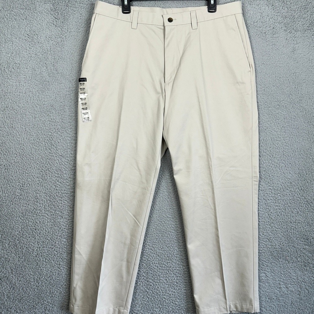 NEW Haggar Pants Mens 38X29 Oatmeal Beige Mitchell Khaki Classic Fit Flat Front